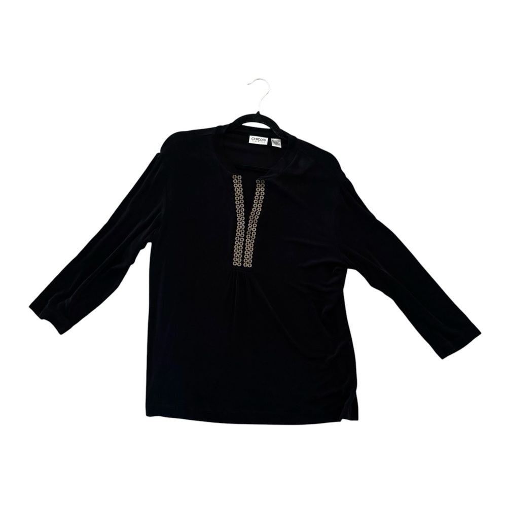 Chico's embellished black top women's 3 or XL
